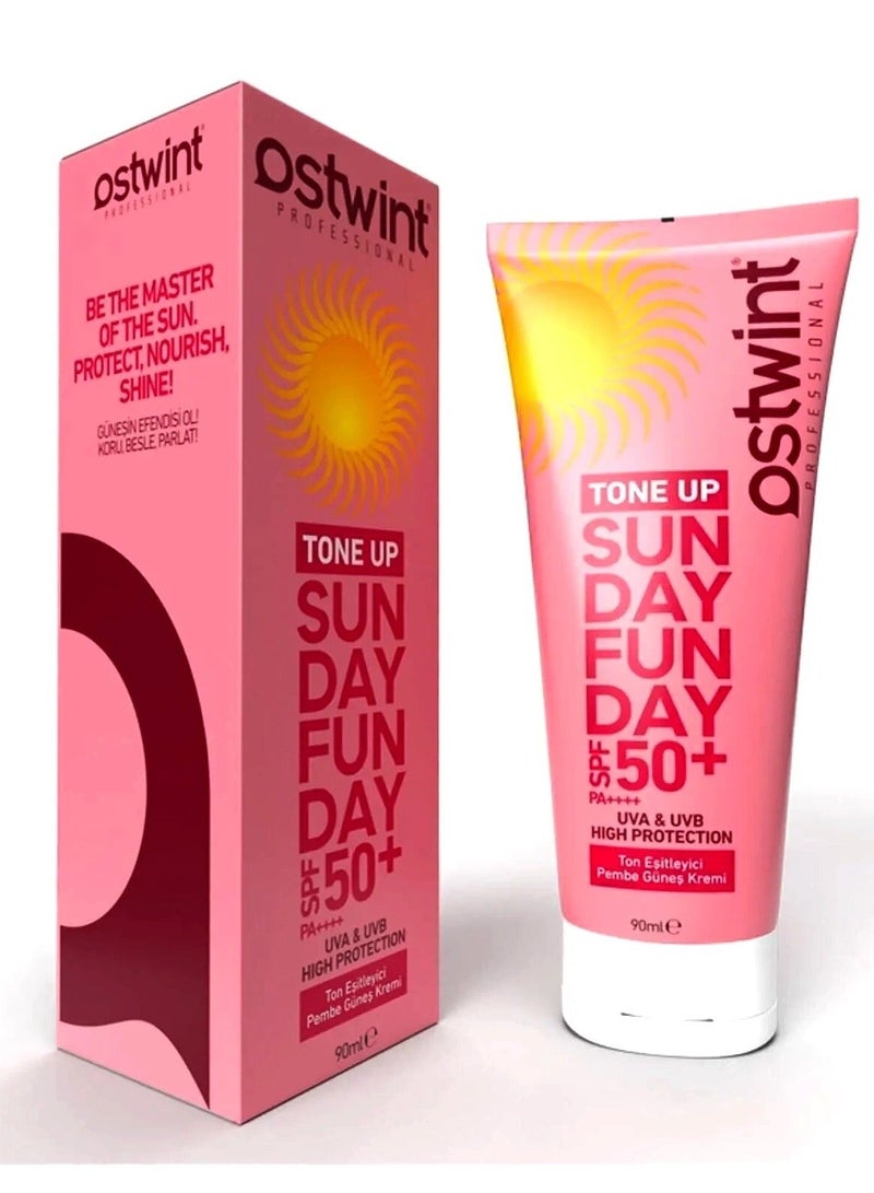 Ostwint Serum with sunscreen offer Retinol & Vitamin E Regenerating, Purifying, Revitalizing, Anti-Wrinkle Face Serum 30ml & Sunscreen Tone Up SPF 50+PA++++ 90 ml Thanks to its pink base, it helps to look elegant, coordinate the face, calm and pale. It unifies your skin tone and prevents streaking with high protection from the sun's rays.Bundle - Image 3