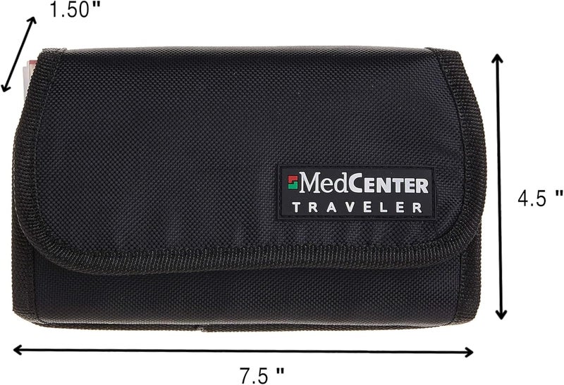 MEDCENTER منظم حبوب السفر القابل للحمل FSA HSA لمدة 7 أيام حافظة حبوب محمولة من النايلون مع 4 أقسام يومية بحجم قياسي - Image 2