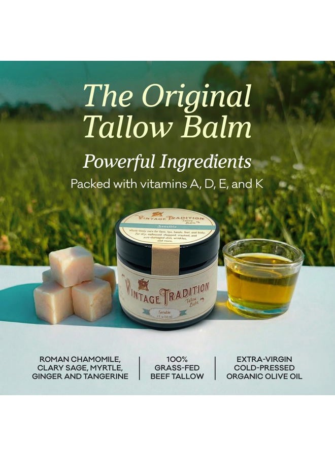 vintage tradition Beef Tallow All Purpose Balm – Healing, Hydrating Luxurious Skin Care Salve Replaces Body Lotion, Hand Cream, More – Essential Oil, Olive Oil, and Grass-Fed Tallow, 2 fl. oz. - Image 2