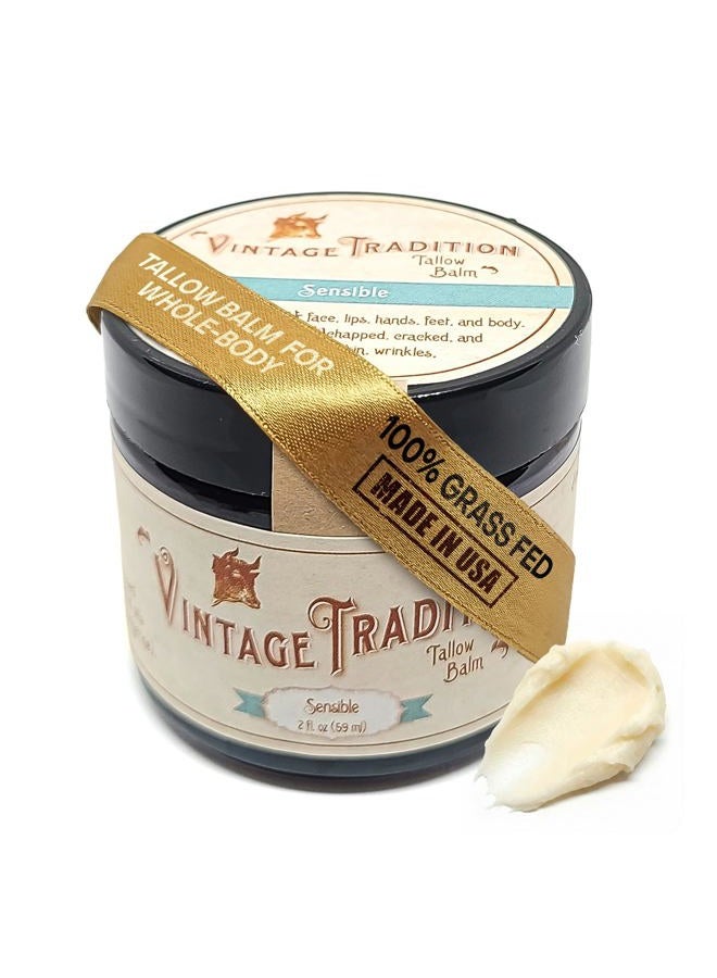 vintage tradition Beef Tallow All Purpose Balm – Healing, Hydrating Luxurious Skin Care Salve Replaces Body Lotion, Hand Cream, More – Essential Oil, Olive Oil, and Grass-Fed Tallow, 2 fl. oz. - Image 1