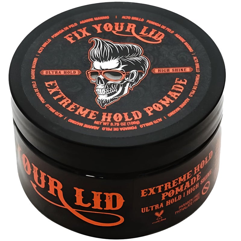 Fix Your Lid Extreme Hold Hair Pomade For Men  High Shine Water Based Hair Gel 375 oz  Easy To Wash Out
