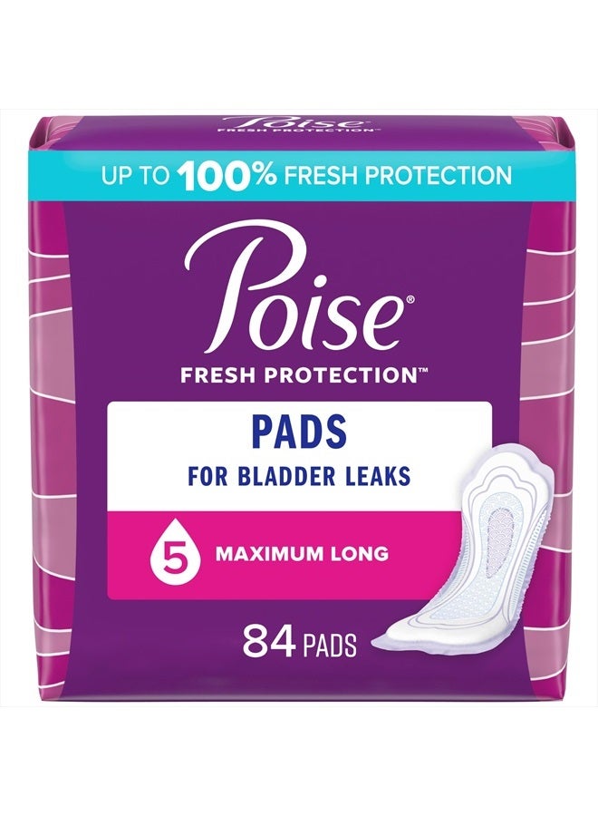Poise حفاضات سلس البول وحفاضات ما بعد الولادة، 5 قطرات أقصى امتصاص، طول طويل، 84 قطعة - عبوتان من 42، قد يختلف التعبئة والتغليف - Image 1
