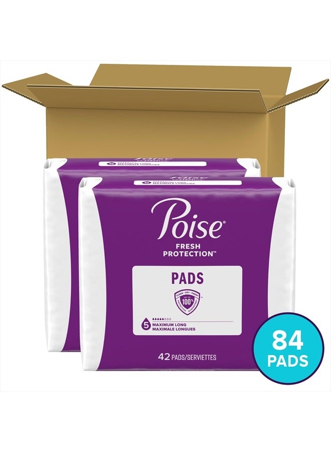 Poise حفاضات سلس البول وحفاضات ما بعد الولادة، 5 قطرات أقصى امتصاص، طول طويل، 84 قطعة - عبوتان من 42، قد يختلف التعبئة والتغليف - Image 2