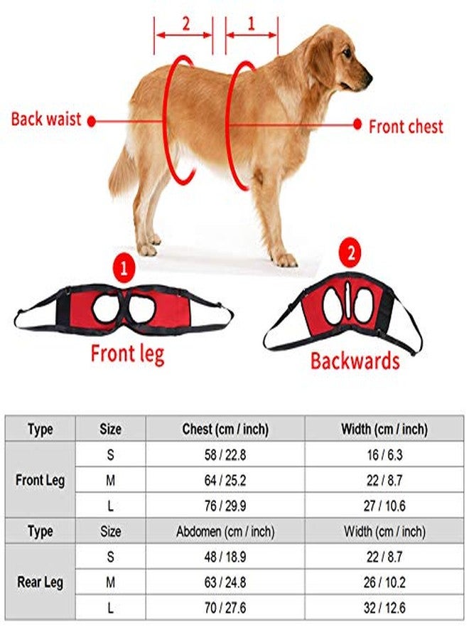 ZERONE Dog Lift Support Harness, Pet Walking Aid Leg Support Harness Walking Aid Lifting Pulling Vest for Old Injured Dogs (Red Front Legs L) - Image 5