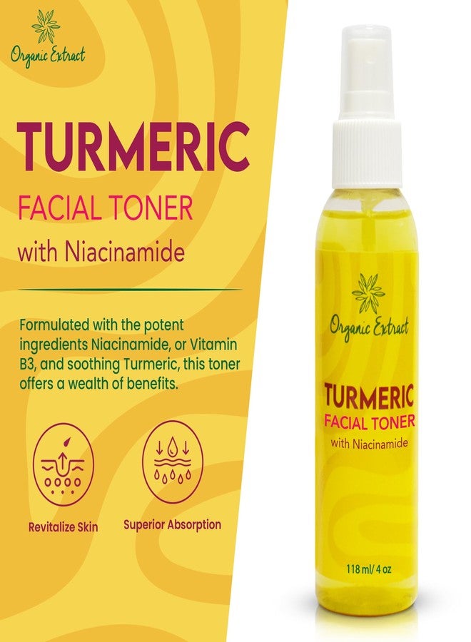 Organic Extract Turmeric Facial freshener - 4 fl oz / 118 ml - Skin Brightening Face freshener, Gently Removes Impurities - Skin Balancing & Pore-Reducing Toner - Hydrating Toner with Niacinamide - Image 2