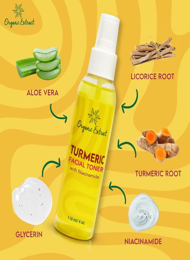 Organic Extract Turmeric Facial freshener - 4 fl oz / 118 ml - Skin Brightening Face freshener, Gently Removes Impurities - Skin Balancing & Pore-Reducing Toner - Hydrating Toner with Niacinamide - Image 4