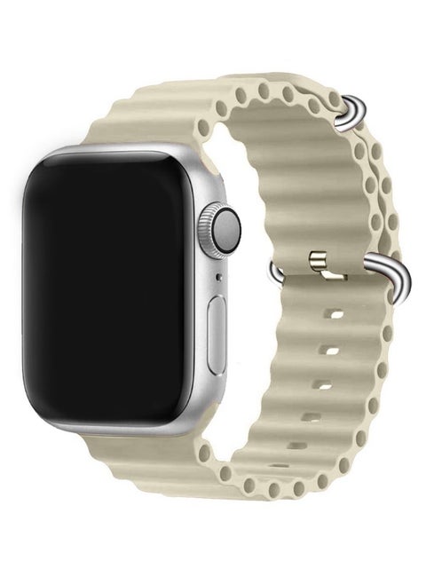 Apple Watch Ocean Band 49mm 45mm 44mm 42mm Soft Silicone Loop Strap for iWatch Series Ultra/8/7/SE/6/5/4/3/2/1 Beige
