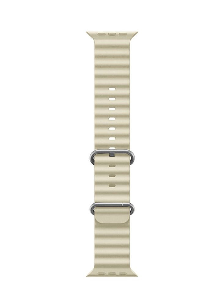 CATANES - Apple Watch Ocean Band 49mm 45mm 44mm 42mm Soft Silicone Loop Strap for iWatch Series Ultra/8/7/SE/6/5/4/3/2/1 Beige - Image 1