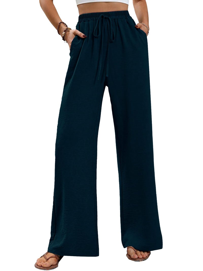 TOPLOT Trouser for Women || Casual Pants for Women || Loose Fit High-Waist Korean Pants || (Regular Fit | Polyester) (Women-Trouser-5229-Teal-30) - Image 4