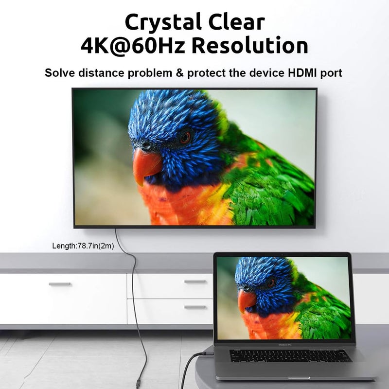 Verilux 2Pcs Usb C Extension Cable, 6.6Ft Usb Type C Male To Female Cable Support 100W Pd Fast Charging, 10Gbps Data Transfer, 4K@60Hz Hd Video Output Compatible With iPad Pro, Macbook Pro, Dell, Grey - Image 5