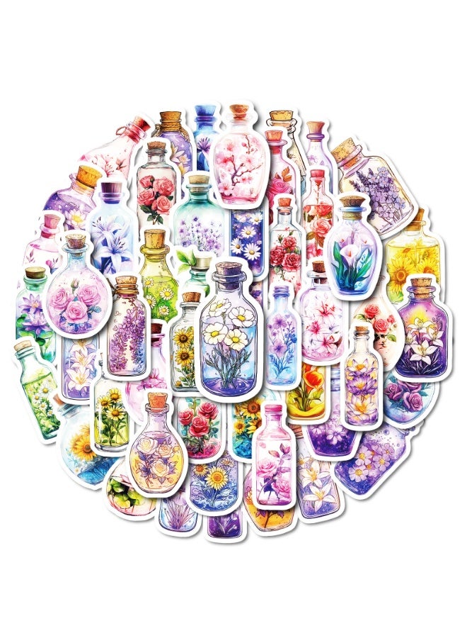 NIBEMINENT 50 Pcs The World Of Flowers Deco Kit Waterproof Stickers, High Definition Printing Bright Colors, Suitable for Laptop Skateboard Luggage Water Bottle Guitar DIY - Image 1