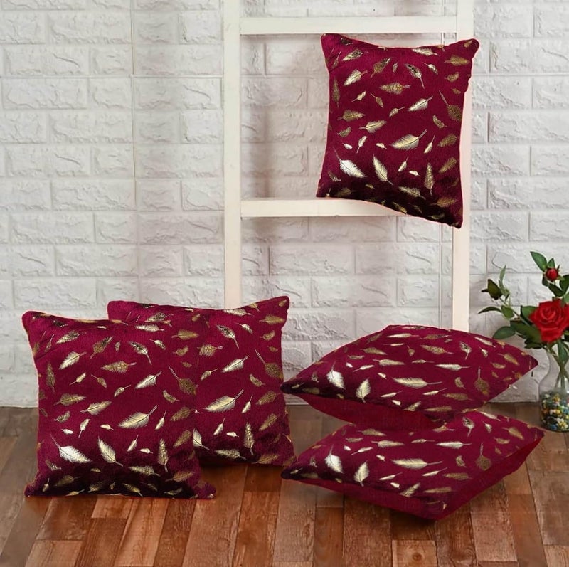 A CUBE LUXURY SOLUTIONS A Cube Luxury Solutions Designer Printed Velvet Cushion Cover Decorative Cushion Cover Modern Trendy for Sofa Chair Bedroom Set of 5 12 x 12 Inch  - Image 1