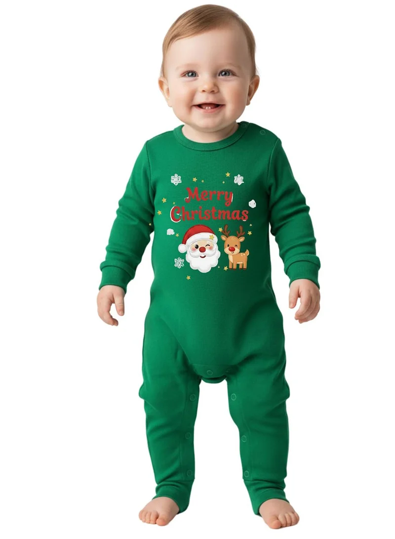 babyqlo Merry Christmas Santa and Reindeer Baby Romper