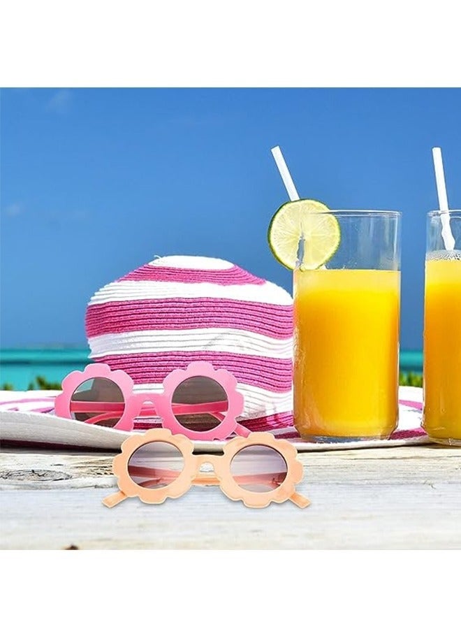 نظارات شمسية للأطفال مكونة من 3 قطع على شكل زهرة، نظارات دائرية للبنات على شكل زهرة، نظارات حماية من الأشعة فوق البنفسجية للشاطئ في الهواء الطلق لحفلات أعياد الميلاد - Image 5