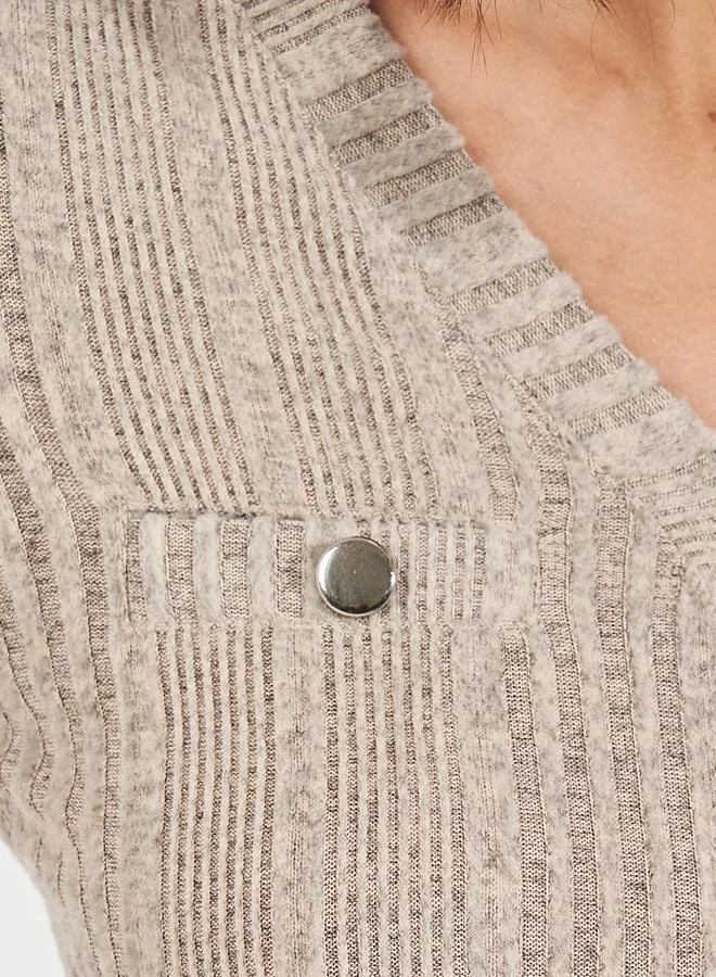 Styli Ribbed Button-Down Dress