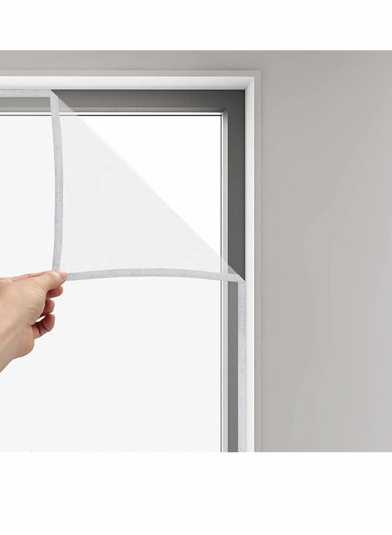 Excefore DIY Self-adhesive Window Screen, Netting with Hook Sticky Tape and Cleaning Brush, Upgrade Encryption Removable Bug and Mosquito Mosquito Net for Windows, Adjustable Fits Any Size (1.5M x 2M, White) - Image 3