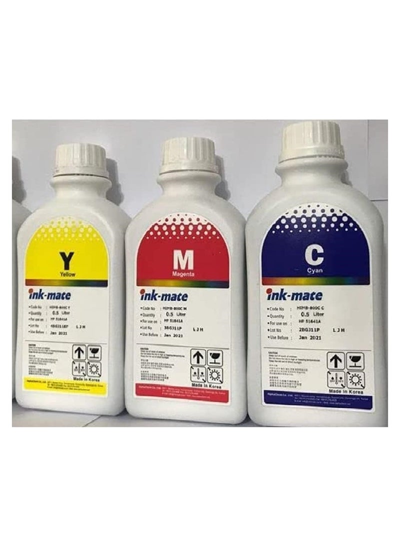 حبر إعادة التعبئة 3 الوان للطابعات سعة 1 لتر ( احمر - ازرق - اصفر)