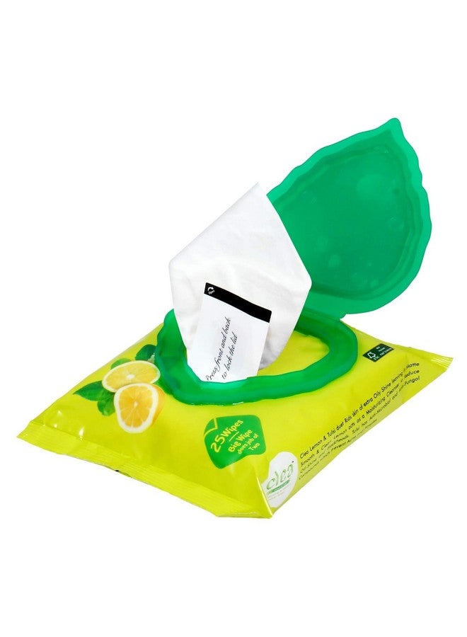CLEA مناديل مبللة لإزالة المكياج من كلير بالليمون والتولسي للبشرة الدهنية - تزيل الزيوت الزائدة، ترطب، تمنع حب الشباب، ترطب البشرة - عبوة من 3 (25 منديل لكل عبوة، حجم المنديل الكبير :- 200 مم × 200 مم) - Image 3