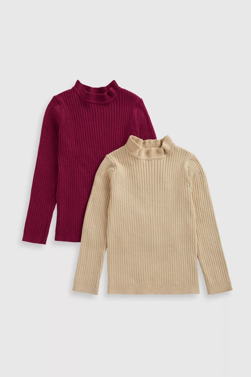 mothercare Stone and Berry Ribbed Tops - 2 Pack