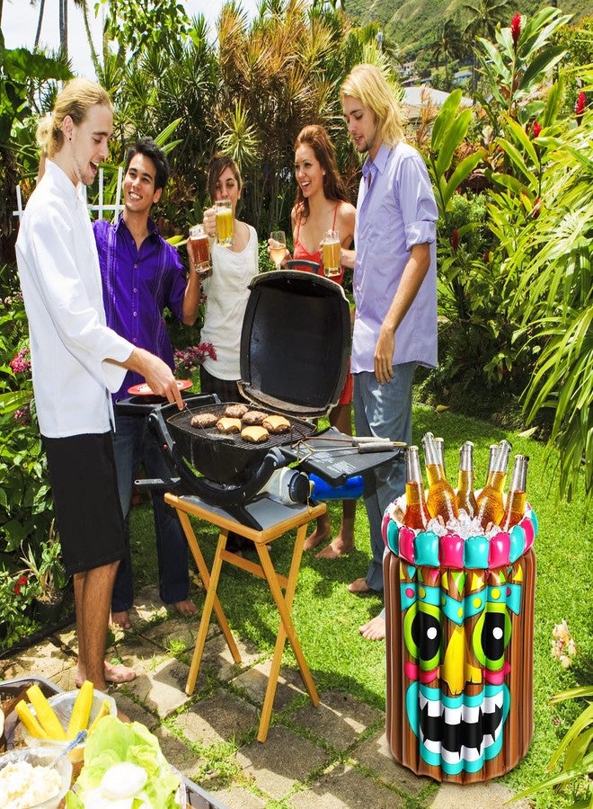 Vesici 2 Pcs Tiki Inflatable Drink Coolers 25 x 20 Inch Hawaiian Luau Tropical Beach Decorations Drink Cooler Beverage Holder for Pool Summer Birthday BBQ Party Supplies - Image 5