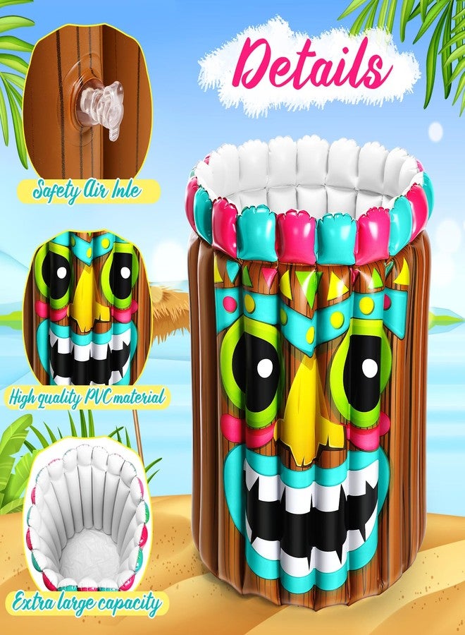 Vesici 2 Pcs Tiki Inflatable Drink Coolers 25 x 20 Inch Hawaiian Luau Tropical Beach Decorations Drink Cooler Beverage Holder for Pool Summer Birthday BBQ Party Supplies - Image 3