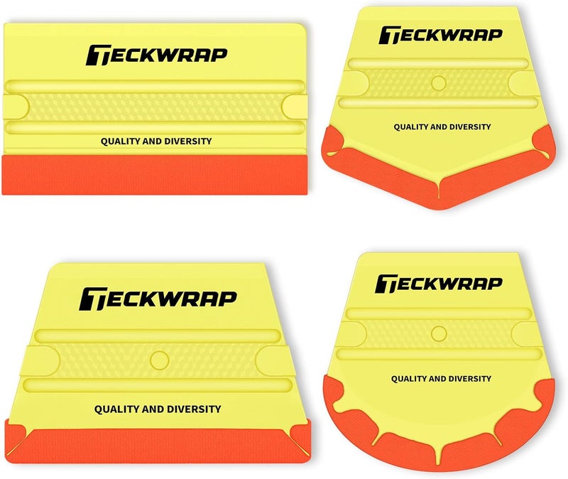 TECKWRAP Felt Edge Squeegee for Vinyl Wrap, Car Wrap, PPF, Decal & Window Tint, Professional Scratch-Free Squeegee Tools, 4PCS 40A Soft Yellow - Image 1