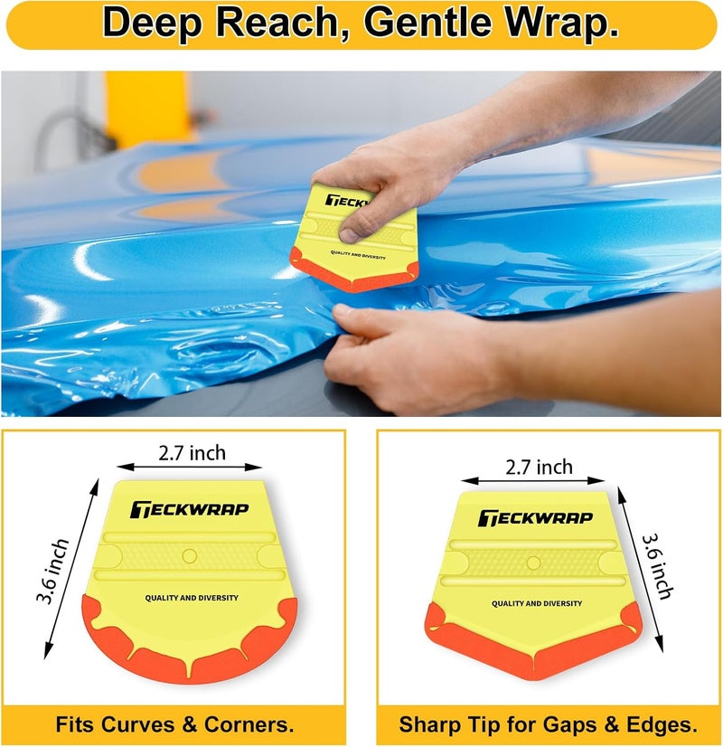 TECKWRAP Felt Edge Squeegee for Vinyl Wrap, Car Wrap, PPF, Decal & Window Tint, Professional Scratch-Free Squeegee Tools, 4PCS 40A Soft Yellow - Image 3