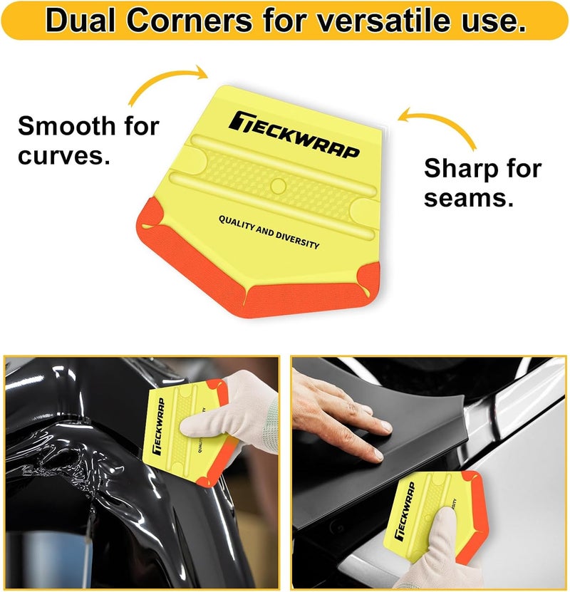 TECKWRAP Felt Edge Squeegee for Vinyl Wrap, Car Wrap, PPF, Decal & Window Tint, Professional Scratch-Free Squeegee Tools, 4PCS 40A Soft Yellow - Image 5