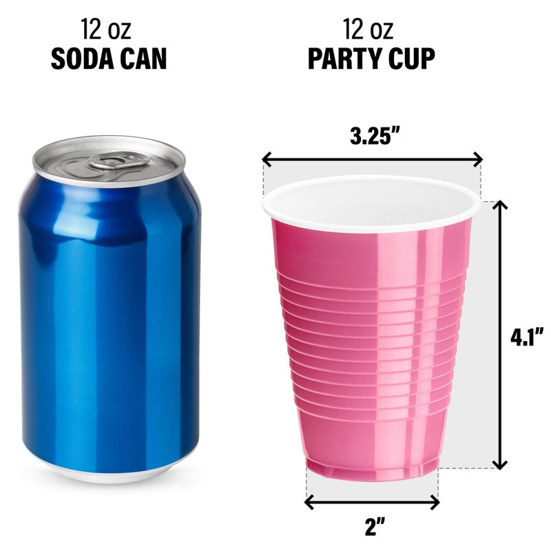 DecorRack Pink Plastic Cups  12 oz Disposable Cups  Reusable Party Supplies (120 Count) - Image 2