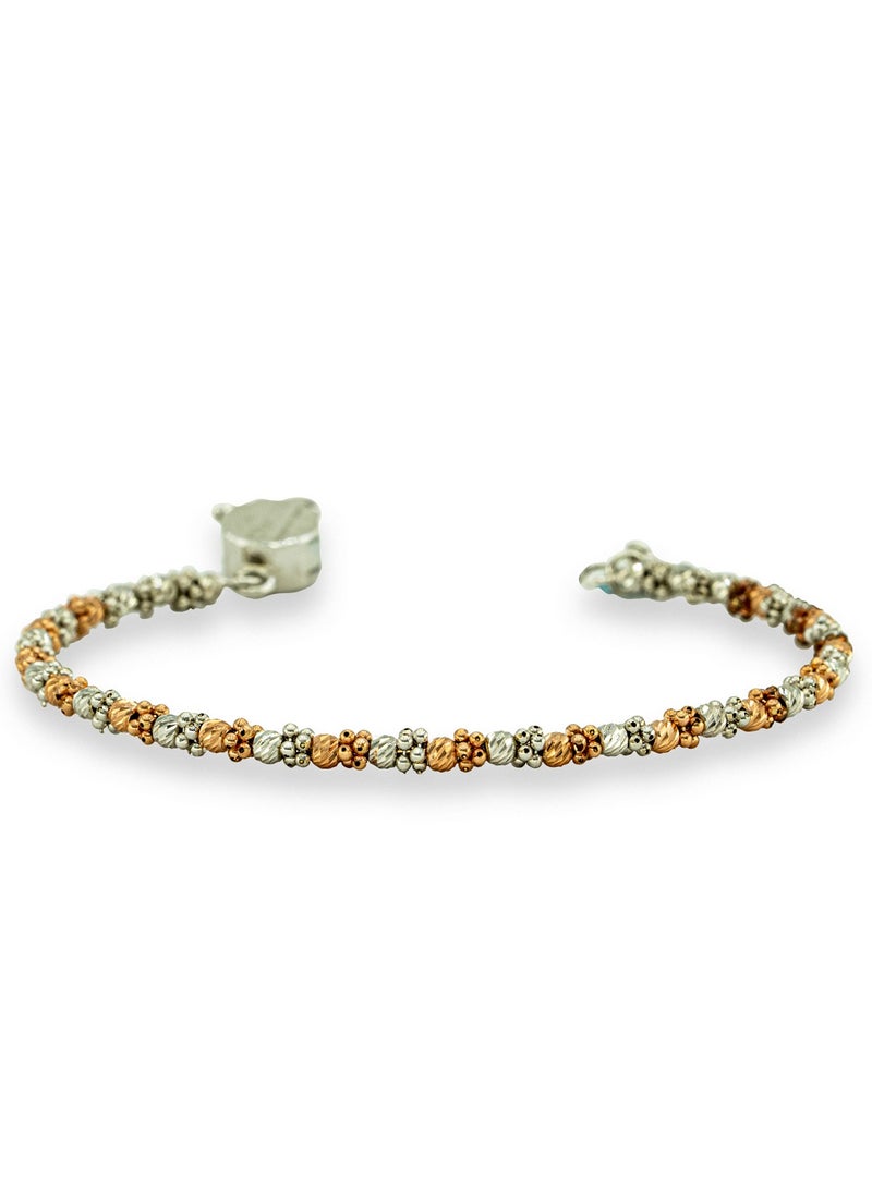 Carved Orb Bangle in Multicolor Gold Single Line  - Image 1
