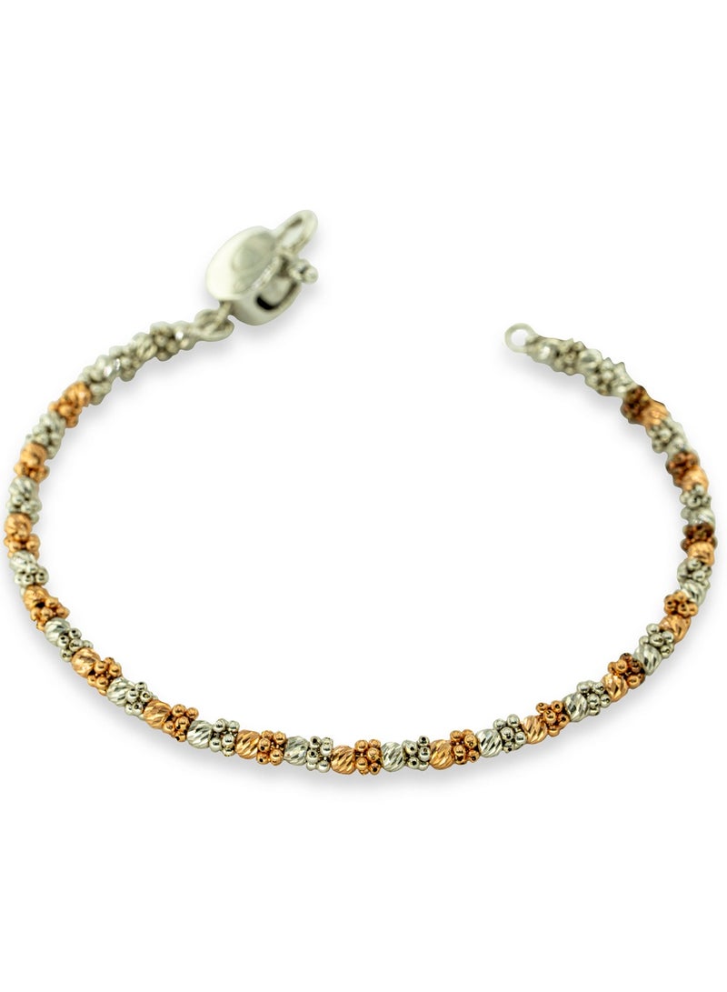 Carved Orb Bangle in Multicolor Gold Single Line  - Image 2