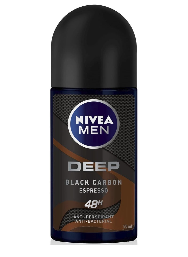 Nivea Set Of Deodorant Whitening Happy Shave And Deodorant Men Deep Black Carbon With Espresso Scent Roll On 50ml - Image 5