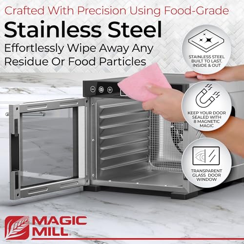 Magic Mill Pro Food Dehydrator Machine | 7 Stainless Steel Trays | Dryer for Jerky, Dog Treats, Herb, Meat, Beef, Fruit | Keep Warm Function, Digital Timer and Temperature Control, ETL Approved - Image 4
