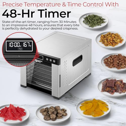 Magic Mill Pro Food Dehydrator Machine | 7 Stainless Steel Trays | Dryer for Jerky, Dog Treats, Herb, Meat, Beef, Fruit | Keep Warm Function, Digital Timer and Temperature Control, ETL Approved - Image 5
