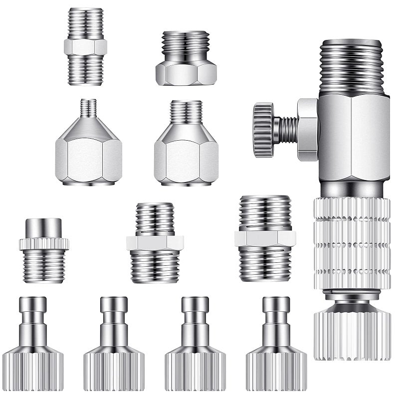 Hotop 13 Pieces Airbrush Adapter Set, Including Airbrush Adapter Kit Airbrush Quick Release Disconnect Fitting Connector Set for Air Compressor and Airbrush Hose - Image 1