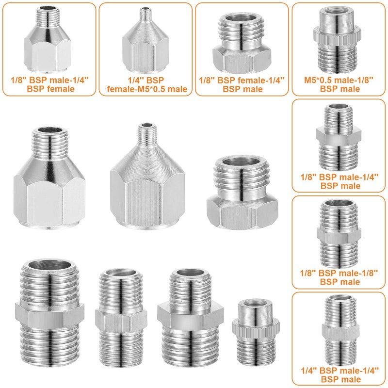 Hotop 13 Pieces Airbrush Adapter Set, Including Airbrush Adapter Kit Airbrush Quick Release Disconnect Fitting Connector Set for Air Compressor and Airbrush Hose - Image 2