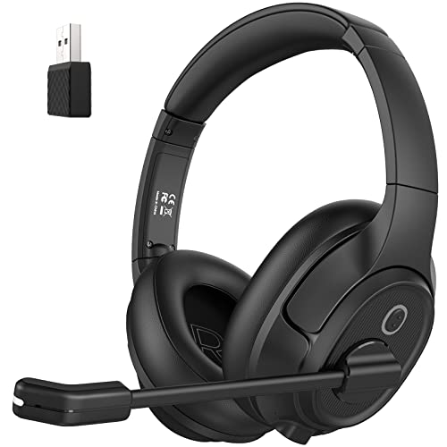 EKSA Bluetooth Headset for PC, Wireless Computer Headphone with AI-Powered Environmental Noise Cancelling Microphone & 2.4G USB Dongle, 55H Playtime, Over Ear Comfort Office Headset for Work, Laptop, Zoom - Image 1