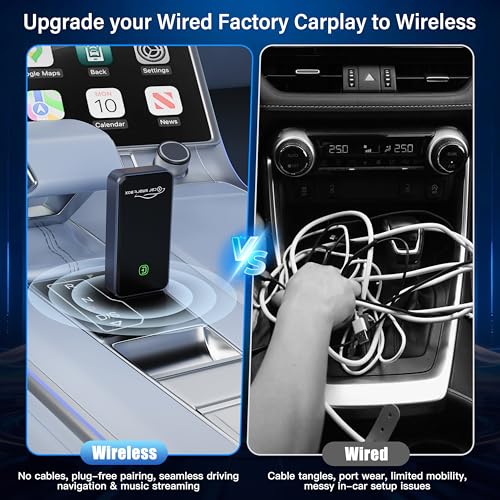 Yomikoo Wireless CarPlay Adapter for Apple iPhone - Convert Factory Wired to Wireless CarPlay Dongle, Plug & Play for iOS 10+ & Wired CarPlay Cars 2016+, USB & Type-C Port - Image 2