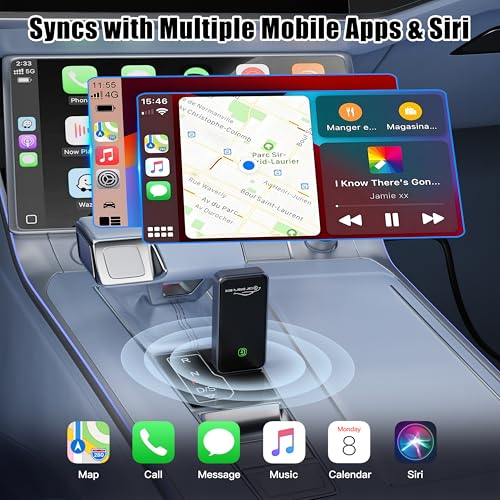 Yomikoo Wireless CarPlay Adapter for Apple iPhone - Convert Factory Wired to Wireless CarPlay Dongle, Plug & Play for iOS 10+ & Wired CarPlay Cars 2016+, USB & Type-C Port - Image 4