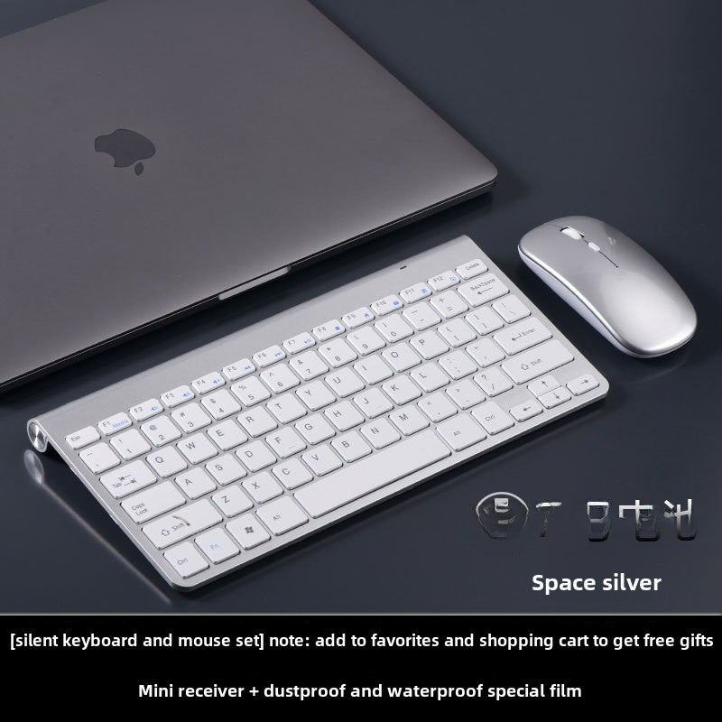 Wireless Keyboard Mouse Combo Plug  Play Space Silver Mouse suit 