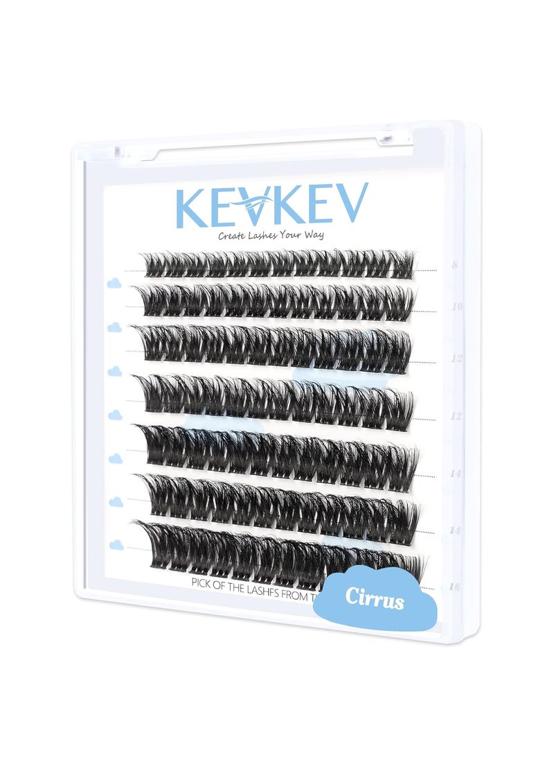 KevKev Lash Clusters 84 Pcs Cluster Lashes Eyelash DIY Extensions Individual that Look Like Natural Thin Band & Soft (Cirrus,D-8-16mix) 