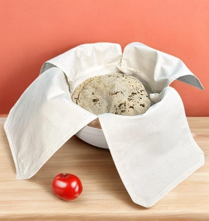 Blendmix Blendmix Set Of 2 Cotton Double Layer Roti Clothes Wrap With Flaps Muslin Cloth For Chapati For Hot Case Kitchen Chapati Cloth Wrap Roti Cloth Beige - Image 1