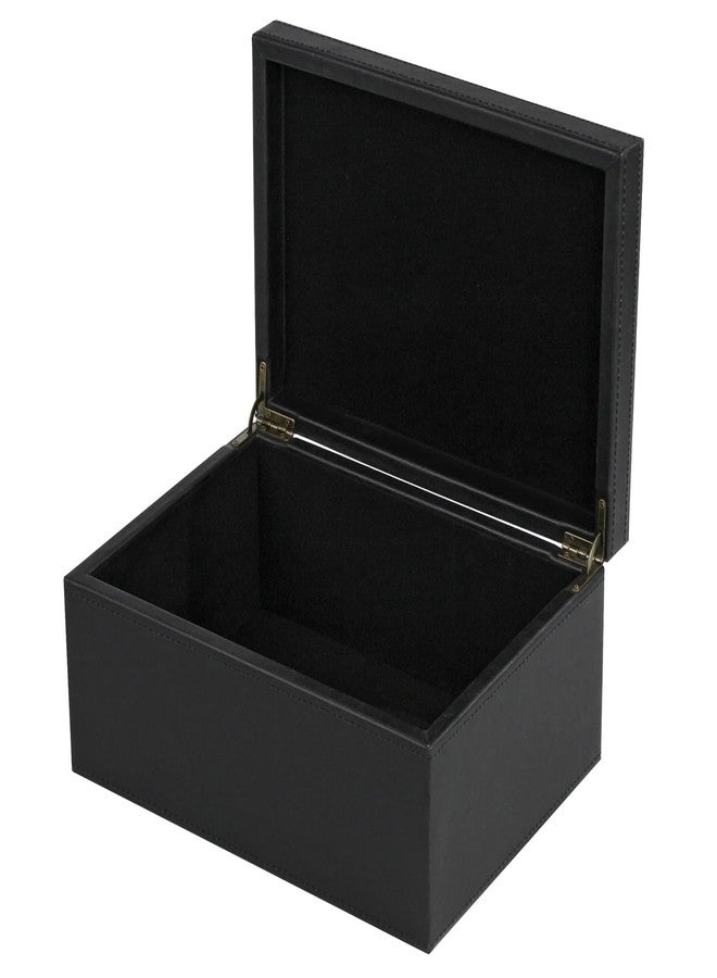 HofferRuffer Faux Leather Decorative Box, Large Wooden Structure Keepsake Box Accessory Organizer Jewelry Organizer with Hinged Lid, Storage Container for Home or Office (Black) - Image 1