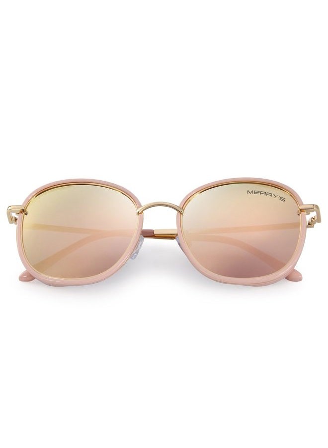 MERRY'S Polarized Sunglasses for Women Retro Oversized Goggles Sun Glasses Metal Temple S6108 (Pink, 53) - Image 4