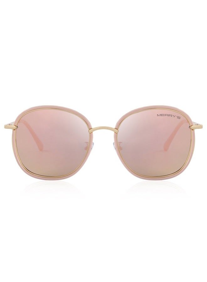MERRY'S Polarized Sunglasses for Women Retro Oversized Goggles Sun Glasses Metal Temple S6108 (Pink, 53) - Image 2