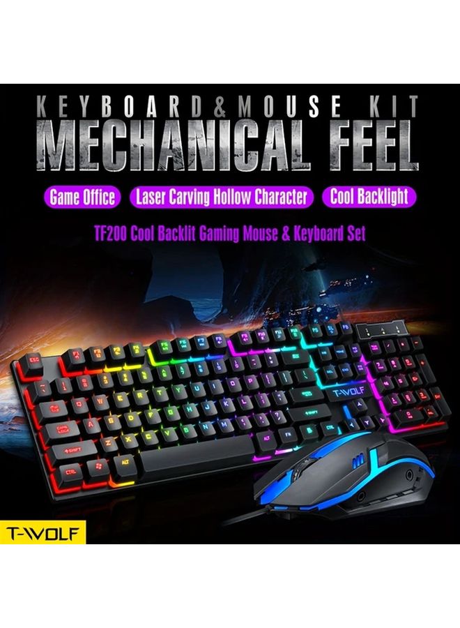 TF200 Ultra Thin Wired Keyboard Mouse Combo 104 Keys RGB Backlight USB Plug Play For PC Mac - Image 2