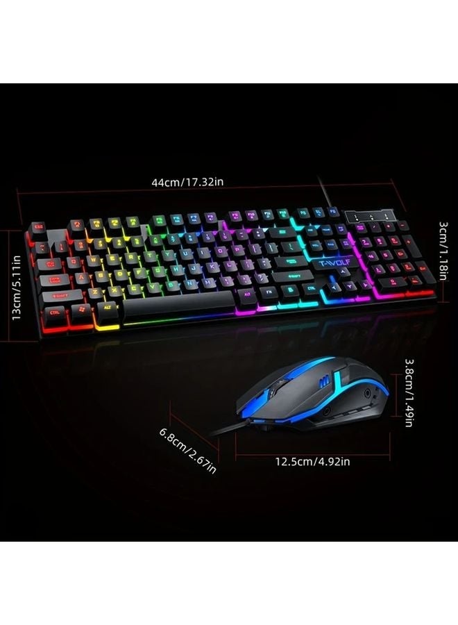 TF200 Ultra Thin Wired Keyboard Mouse Combo 104 Keys RGB Backlight USB Plug Play For PC Mac - Image 3