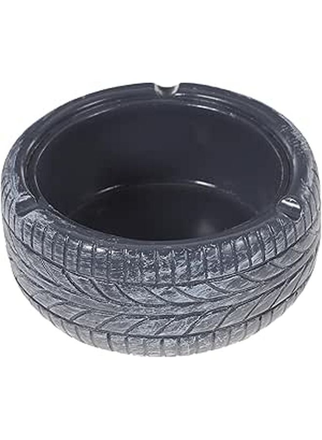 Creative Tire Shaped Resin Ashtray Black Gray Retro Indoor Outdoor Ash Holder - Image 1