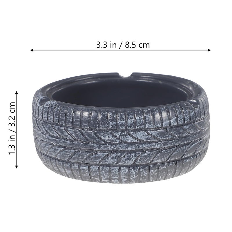 Creative Tire Shaped Resin Ashtray Black Gray Retro Indoor Outdoor Ash Holder - Image 3