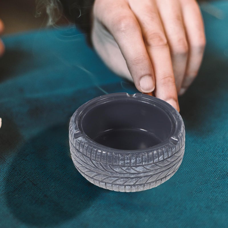 Creative Tire Shaped Resin Ashtray Black Gray Retro Indoor Outdoor Ash Holder - Image 4